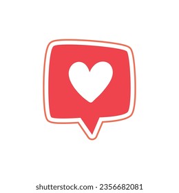 Vector heart shape social media notification icon in speech bubbles vector illustration.