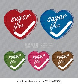 Vector : Heart Shape Sugar Free Sticker, Icon or Label