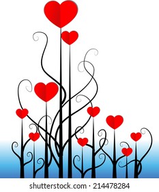 vector heart shape tree