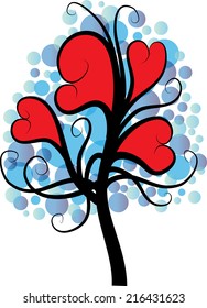 Vector heart shape tree