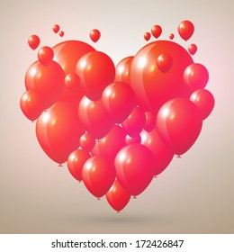 Vector heart shaped balloons illustration