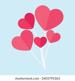 Vector heart shaped balloons isolated icon