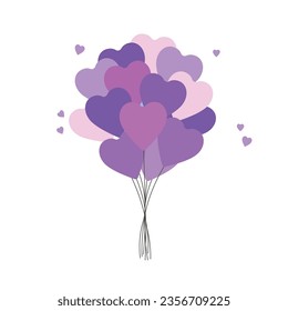 Vector heart shaped balloons on white background.