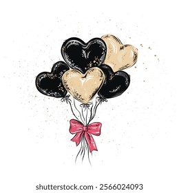 Vector heart shaped balloons for Valentine's Day. 