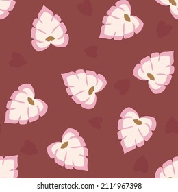 Vector Heart Shaped Beautiful Monstera Leaves seamless pattern background. Perfect for fabric, scrapbooking and wallpaper projects.
