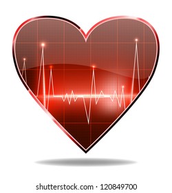 vector heart shaped cardiogram, isolated on white background, eps10 file, gradient mesh and transparency used, raster version available