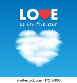 Vector heart shaped cloud in the sky illustration