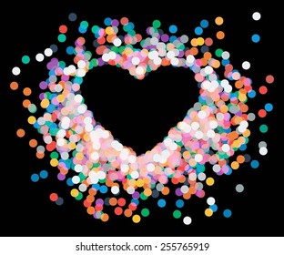 Vector heart shaped confetti falling down, heart confetti