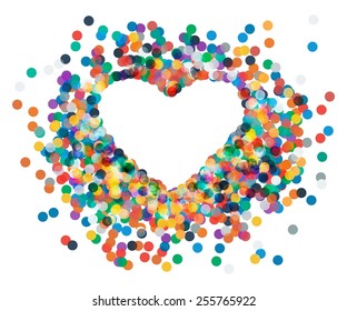 Vector heart shaped confetti falling down, heart confetti