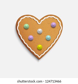  Vector Heart shaped cookie on white background