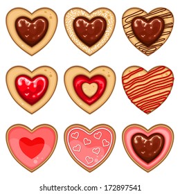 Vector heart shaped cookies for Valentine's Day