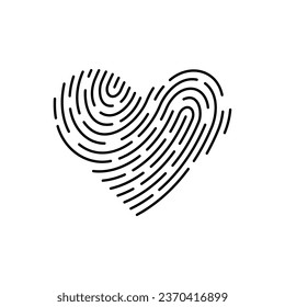 Vector heart shaped fingerprint. Line id app icon