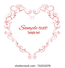 Vector heart shaped floral decorative graphic element with space for  text.