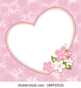 Vector heart shaped frame with flowers