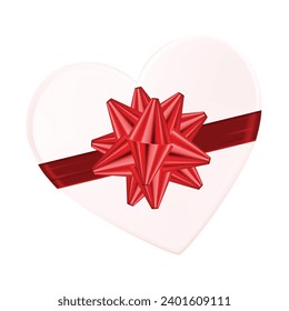 Caja de regalo con forma de corazón vector con cinta