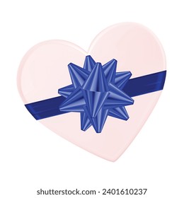 Caja de regalo con forma de corazón vectorial con cinta blanca.