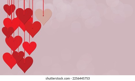 Vector heart shaped paper string on pink background