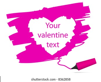 Vector - Heart shaped symbol formed by a highlighter pen. Concept: Romance