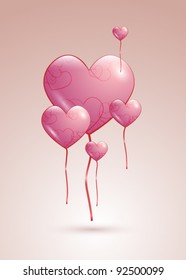 Ilustración de globos del Día de San Valentín con forma de corazón vector