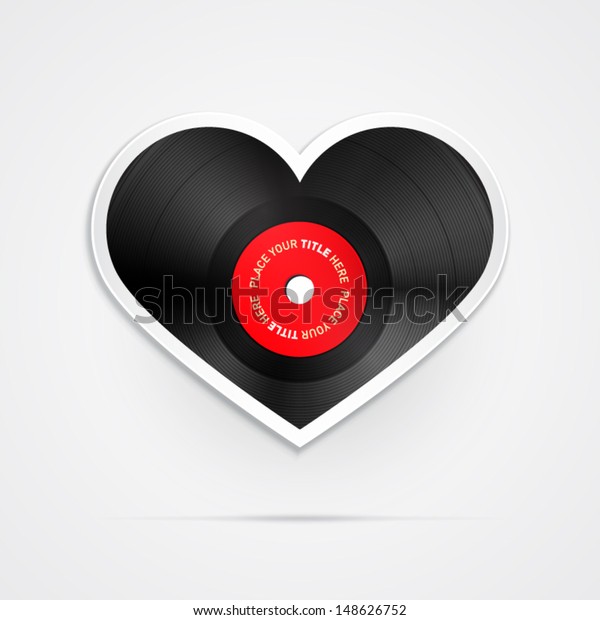 Vector Heart Shaped Vinyl Record Disc Stock Vector Royalty Free 148626752