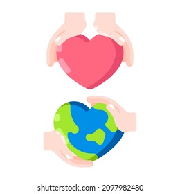 vector heart shaped world concept