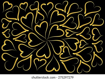 vector heart shapes with black background