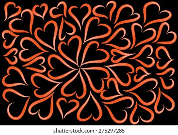vector heart shapes with black background