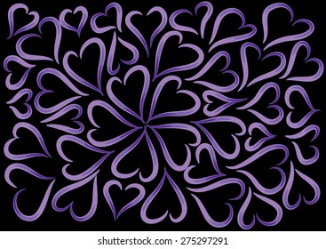 vector heart shapes with black background