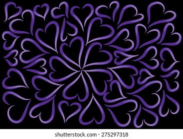 vector heart shapes with black background