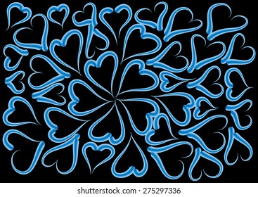 vector heart shapes with black background