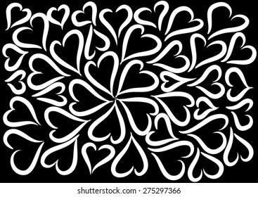 vector heart shapes with black background