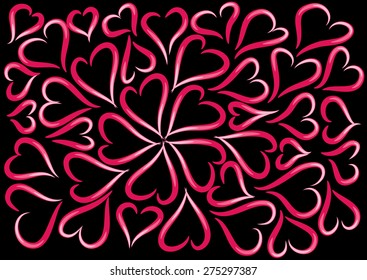 vector heart shapes with black background