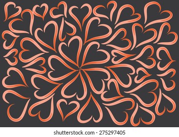vector heart shapes with black background