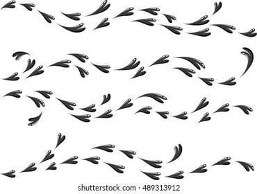 vector heart shapes Calligraphic decorative elements with lines