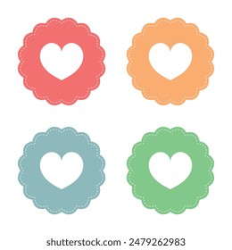Vector Corazón En Formas Y Línea De Puntos