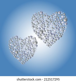 Vector heart shapes from drops