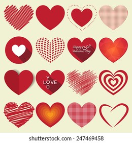 Vector Heart Shapes sing and symbol. used for valentine day.