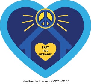 vector heart sign peace pray for ukraine