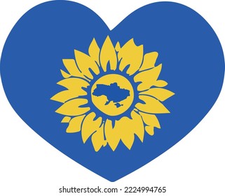 vector heart sign sunflower ukraine