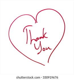 Vector heart with signature. Thank you
