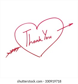 Vector heart with signature. Thank you