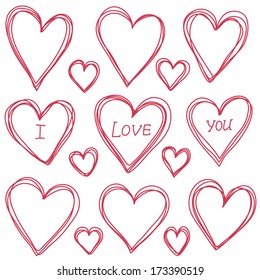 Similar Images, Stock Photos & Vectors of Hand drawn hearts set - 225936376 | Shutterstock