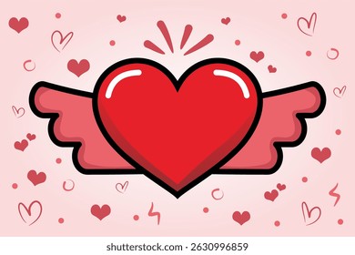 Vector heart sketch illustration with various heart shapes. Vector icon of romance and love.
Plus a colored background that adds a romantic and love impression.