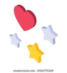 Vector heart and star isometric symbol set vector isolated flat icon.