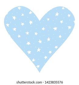 Vector heart with stars. Valentines day template for postcard, banner, sticker. Colored love symbol. Romantic sign for print or web. 