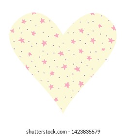 Vector heart with stars. Valentines day template for postcard, banner, sticker. Colored love symbol. Romantic sign for print or web. 