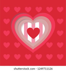 Vector heart with stripes and hearts backgrond for Valentine day