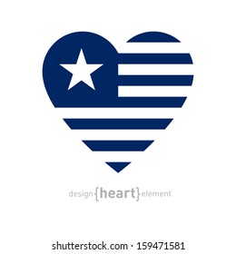 The vector heart with stripes and star