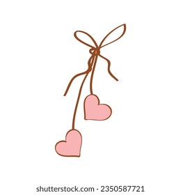 Vector heart in the style of line art with colored spots