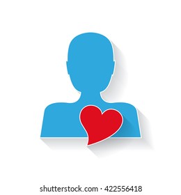 Vector heart in stylized man.